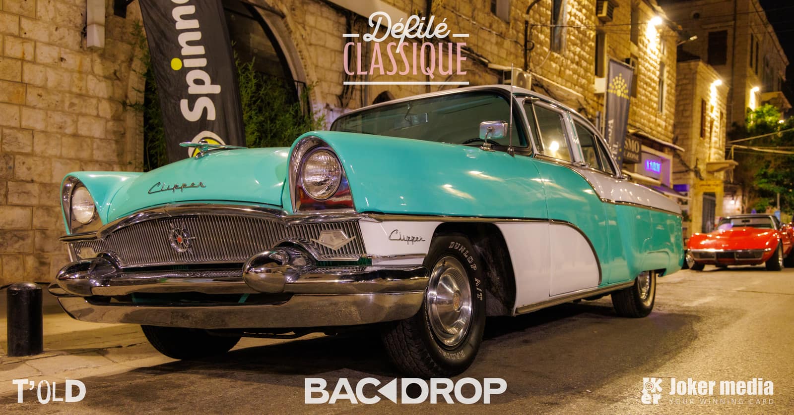 A turquoise 1950s Packard parked in Jounieh Old Souk